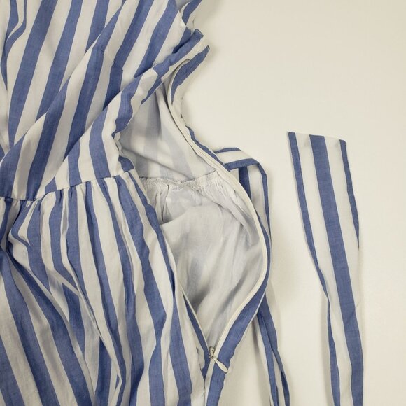 J.Crew Factory 100% Cotton Tiered Midi Dress Women's Size 4P Blue & White Stripe - Picture 12 of 16